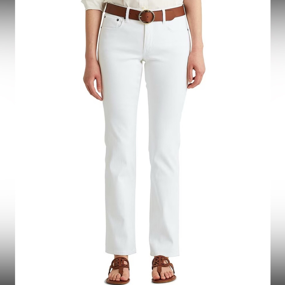 Ralph Lauren Premier Straight Slimming Fit Women's White Jeans, Size 10, NWT